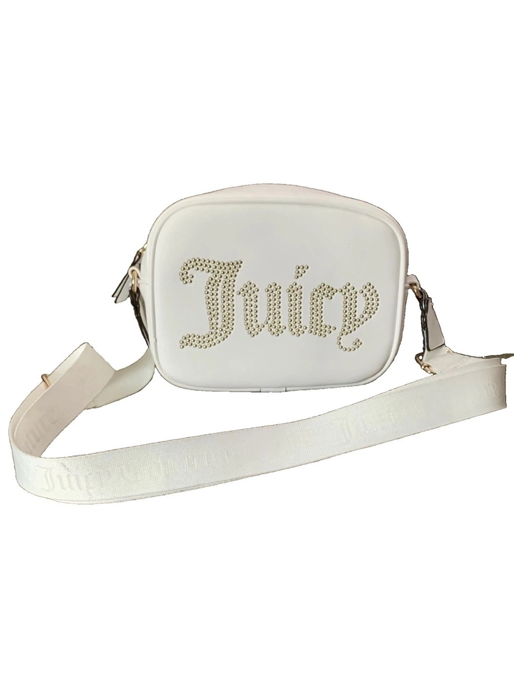 JUICY COUTURE Y2K OBSESSION East West Camera Bag Gold Stud Gothic Logo Belt Bum